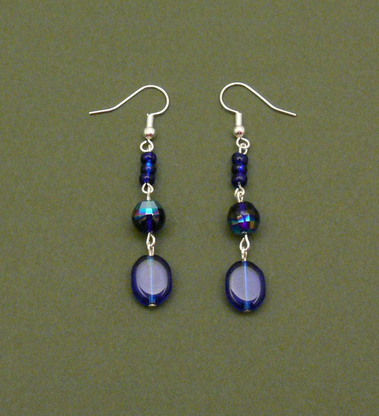 Royal Blue Glass Beaded Earrings - Peridot Jewels